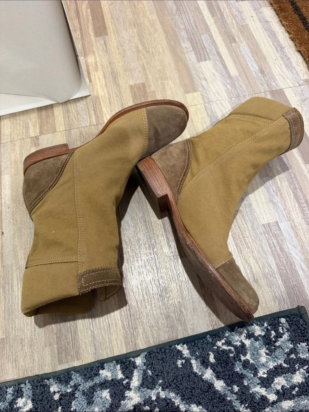 Giuseppe Zanotti Thakoon Giuly Tubo Tan & Brown Canvas Suede Ankle Boots Size 10